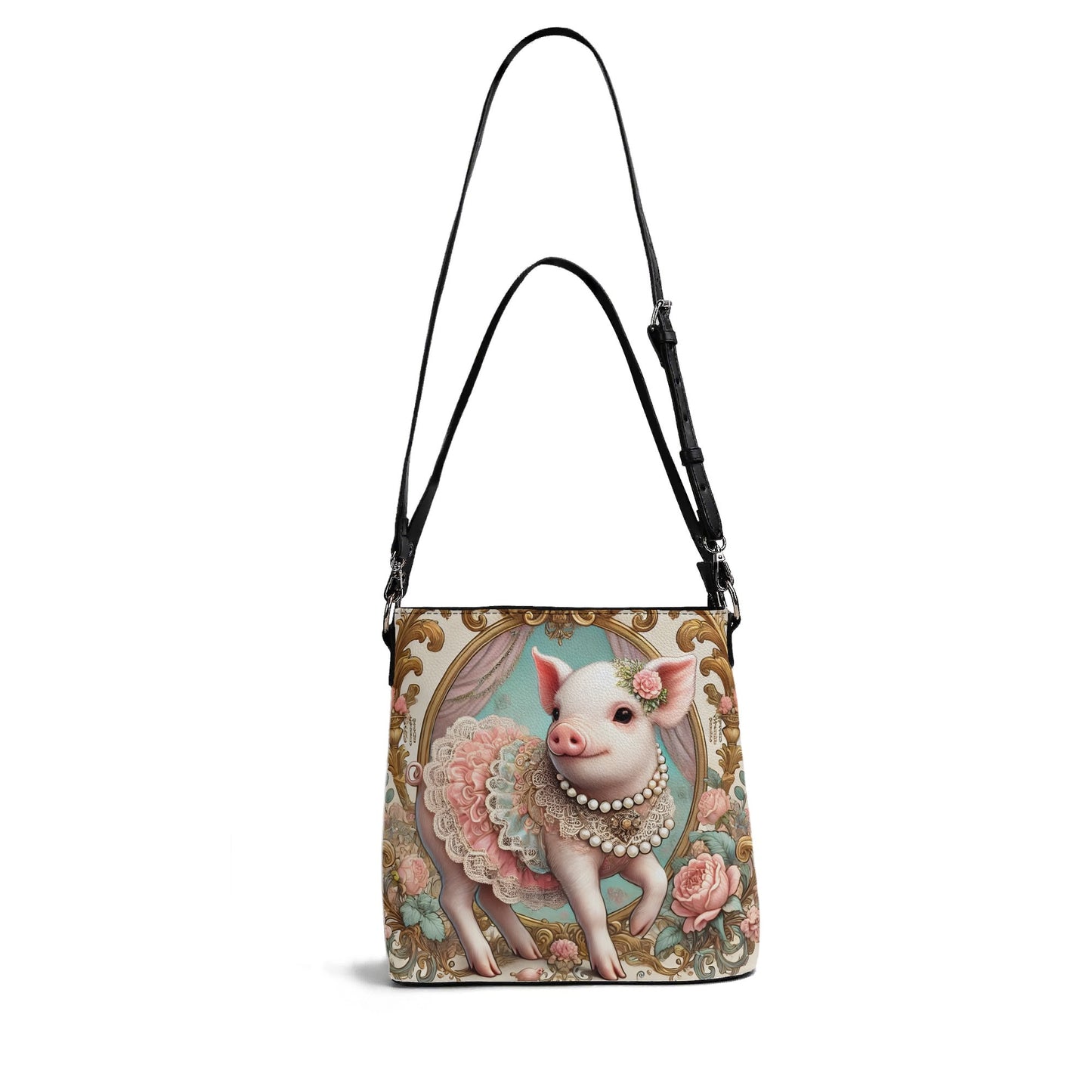 Pig Victorian Womens PU Bucket Bag Shoulder Bag