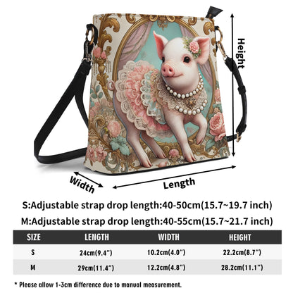 Pig Victorian Womens PU Bucket Bag Shoulder Bag