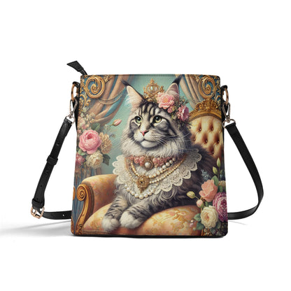 Mane Coon Victorian Womens PU Bucket Bag Shoulder Bag