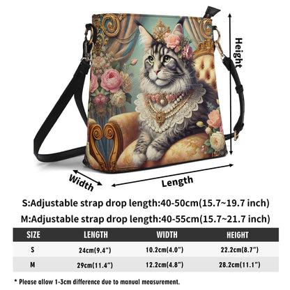 Mane Coon Victorian Womens PU Bucket Bag Shoulder Bag