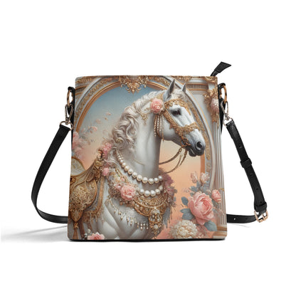 Horse Victorian Womens PU Bucket Bag Shoulder Bag