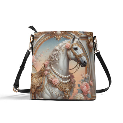 Horse Victorian Womens PU Bucket Bag Shoulder Bag