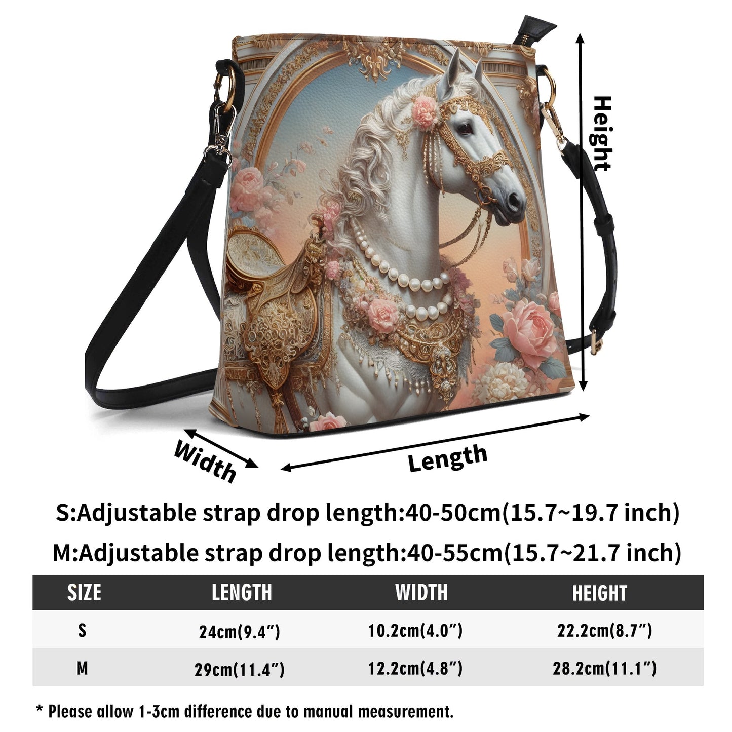 Horse Victorian Womens PU Bucket Bag Shoulder Bag