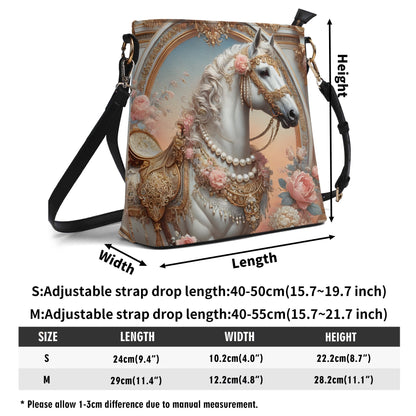 Horse Victorian Womens PU Bucket Bag Shoulder Bag