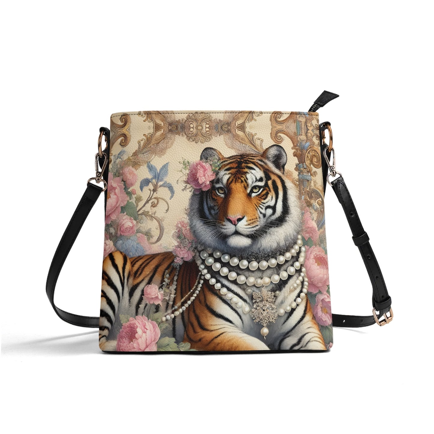 Tiger Victorian Womens PU Bucket Bag Shoulder Bag