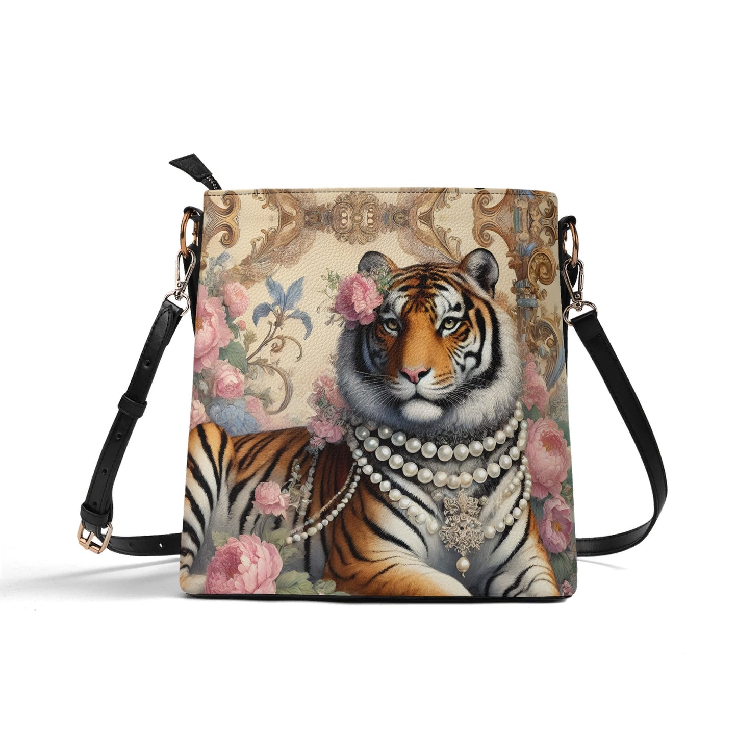 Tiger Victorian Womens PU Bucket Bag Shoulder Bag