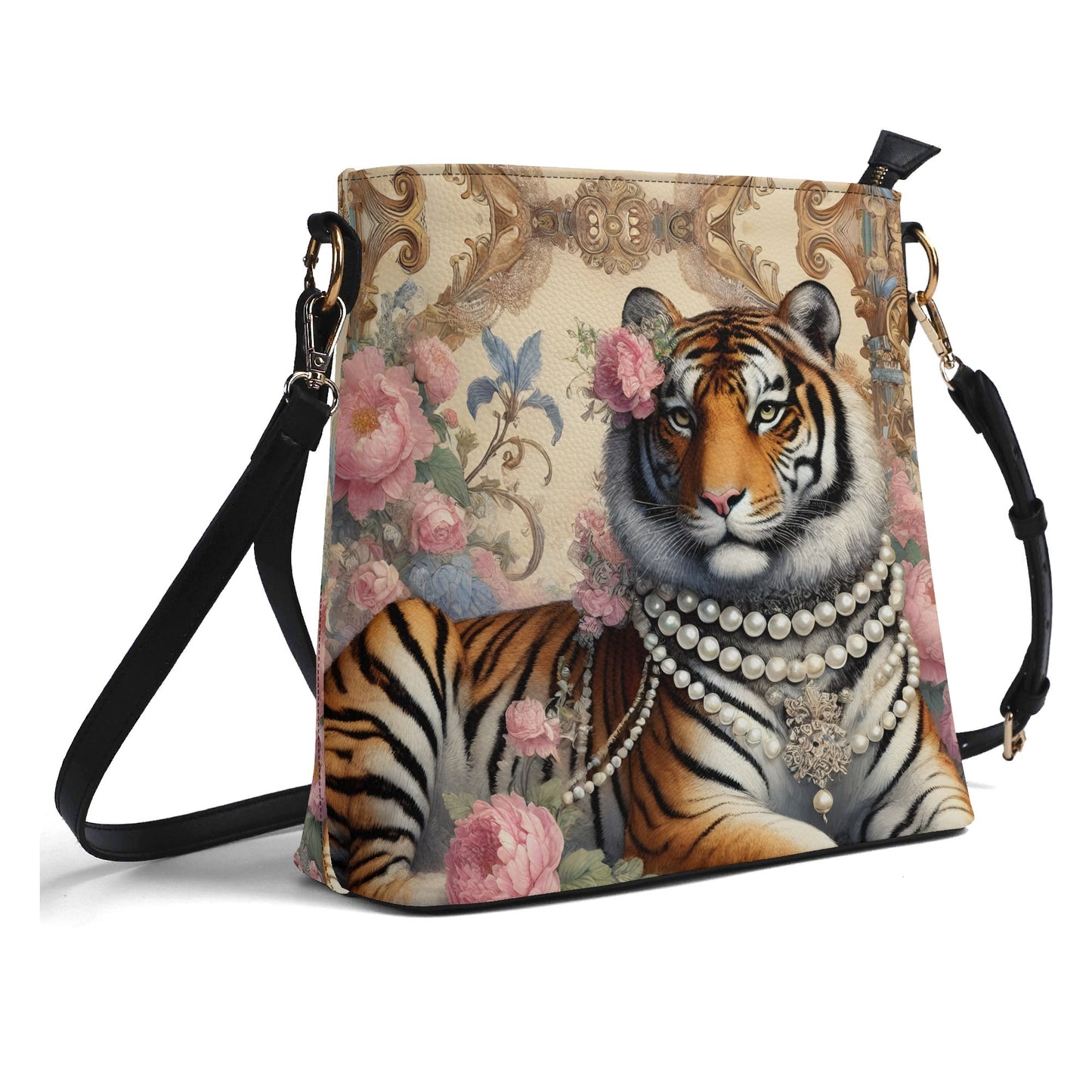 Tiger Victorian Womens PU Bucket Bag Shoulder Bag