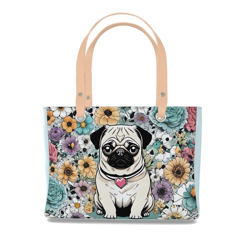 Pug Luxury  tote bag purse Real Nappa leather Contrado