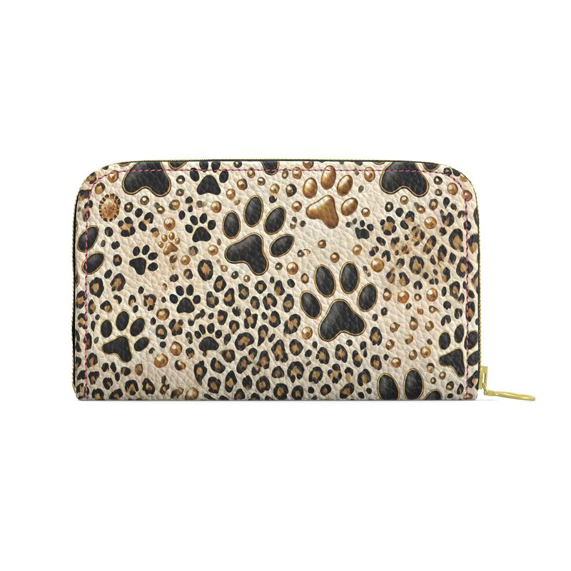 Paw Print and Cheetah Print Full Grain Nappa Leather Wallet Contrado