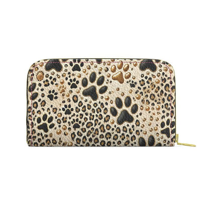 Paw Print and Cheetah Print Full Grain Nappa Leather Wallet Contrado