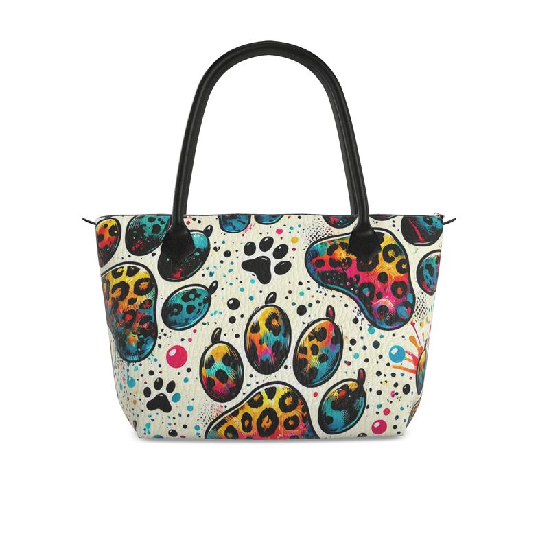 Paw print leopard print full grain Nappa leather handbag Contrado