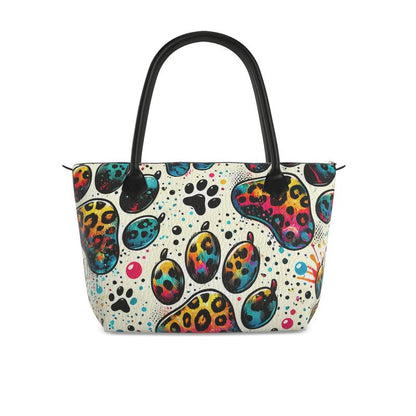 Paw print leopard print full grain Nappa leather handbag Contrado