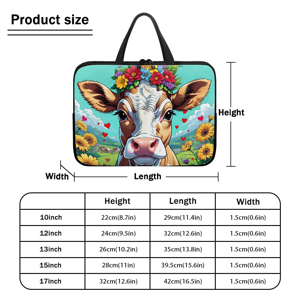 Cute Cow Laptop Bag Sleeve - Stylish and Durable Tech Accessory for On-the-go Use BriBeesCreations