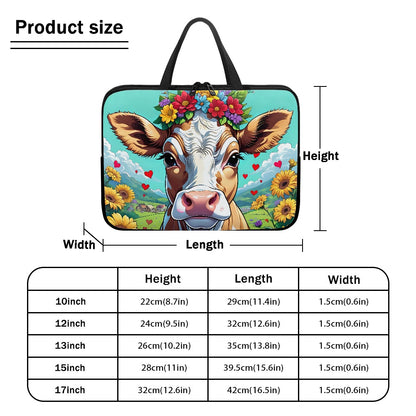 Cute Cow Laptop Bag Sleeve - Stylish and Durable Tech Accessory for On-the-go Use BriBeesCreations