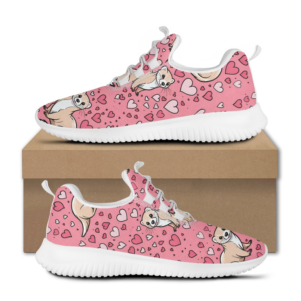 Ferret Pink Hearts Flex Control Sneakers BriBeesCreations