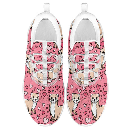 Ferret Pink Hearts Flex Control Sneakers BriBeesCreations