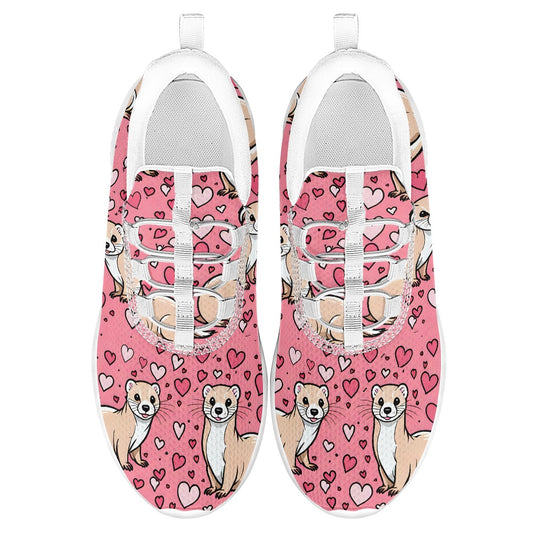 Ferret Pink Hearts Flex Control Sneakers BriBeesCreations