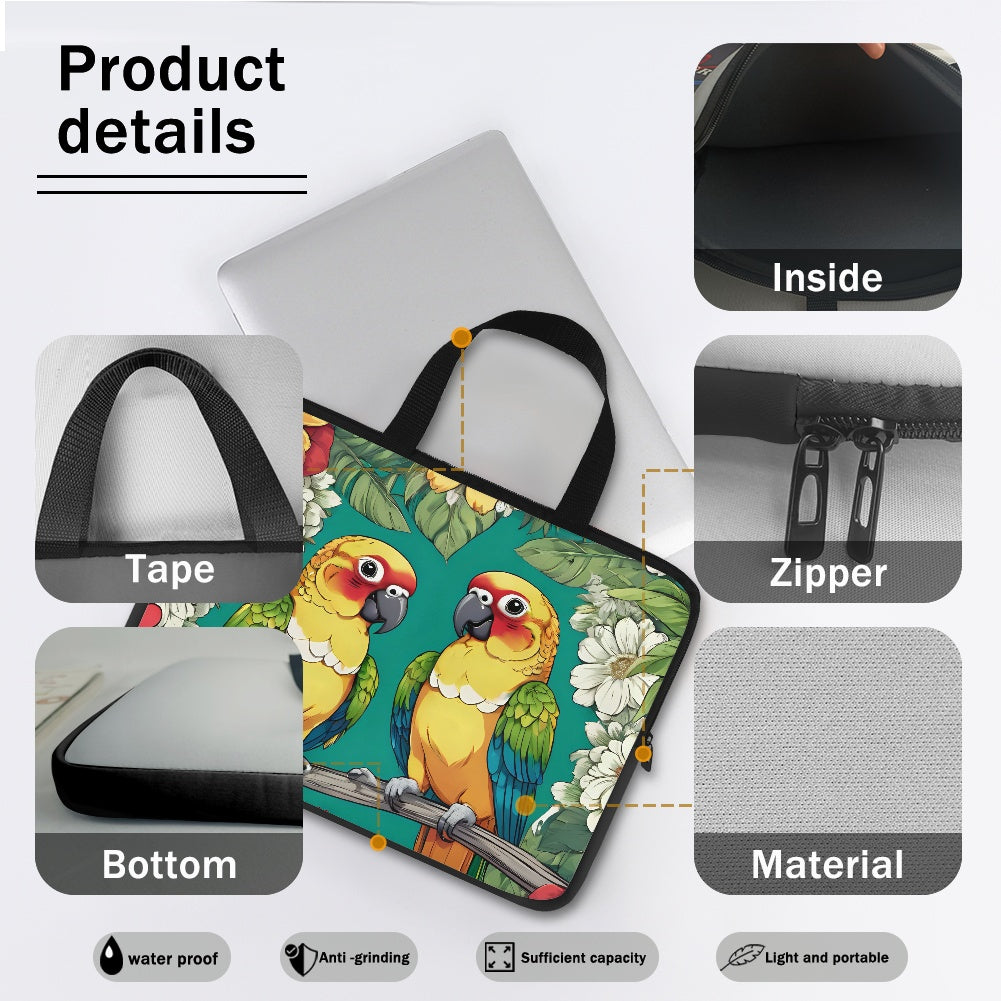 Sun Conure Parrots Laptop Sleeve Bag - Vibrant and Protective BriBeesCreations