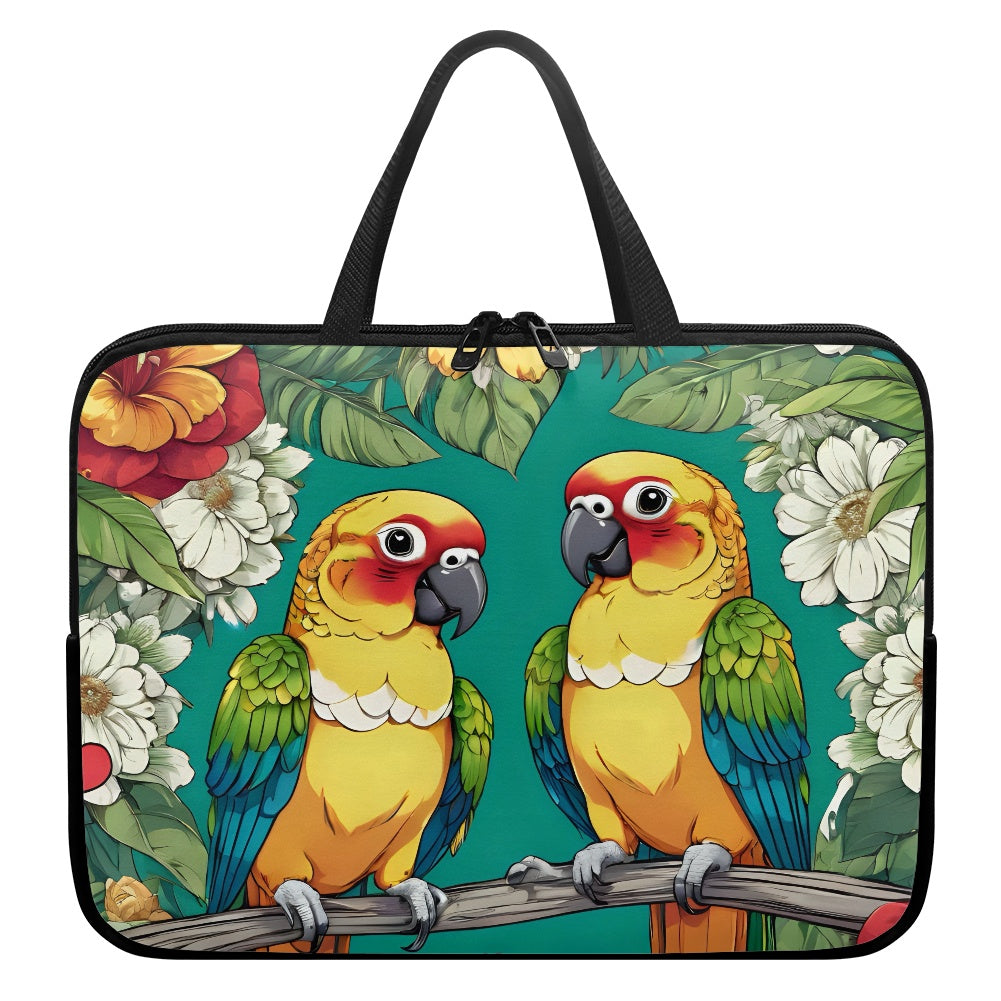 Sun Conure Parrots Laptop Sleeve Bag - Vibrant and Protective BriBeesCreations