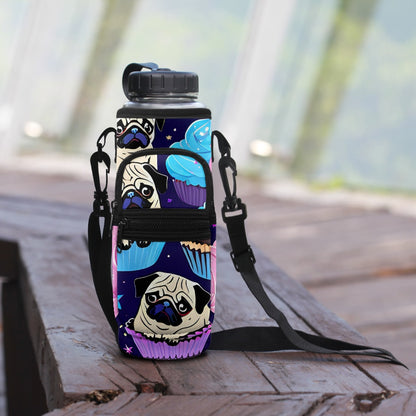 Pug Print Water Bottle Cover Durable Carrier Sleeve for On-The-Go Hydration BriBeesCreations