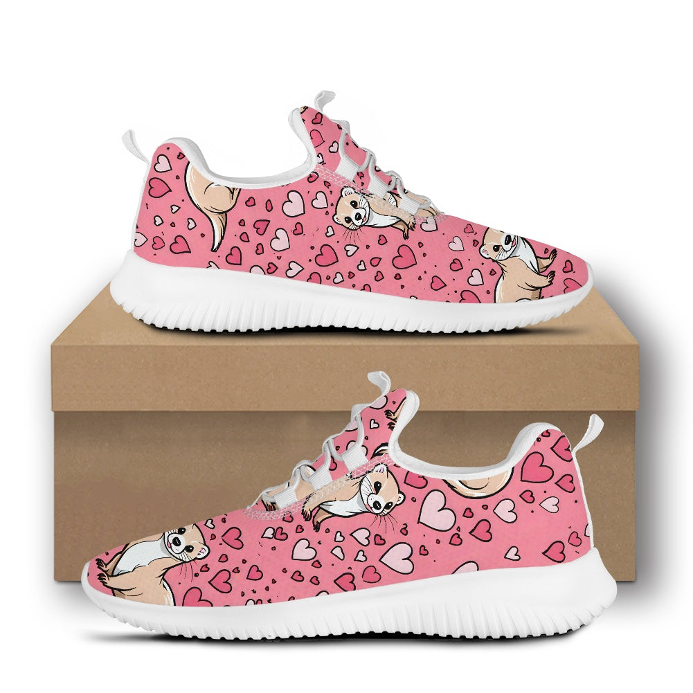 Ferret Pink Hearts Flex Control Sneakers BriBeesCreations