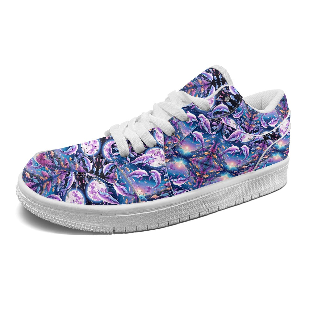 Dolphins sea life Fashion Low Top Leather Sneakers BriBeesCreations