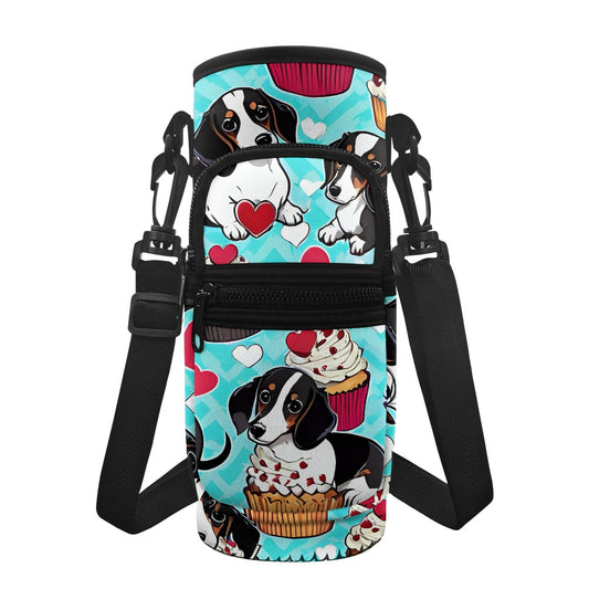 Dashing Dachshund Cupcake Water Bottle Cover - Sleeve Carrier for Pawsome Pet Parents BriBeesCreations