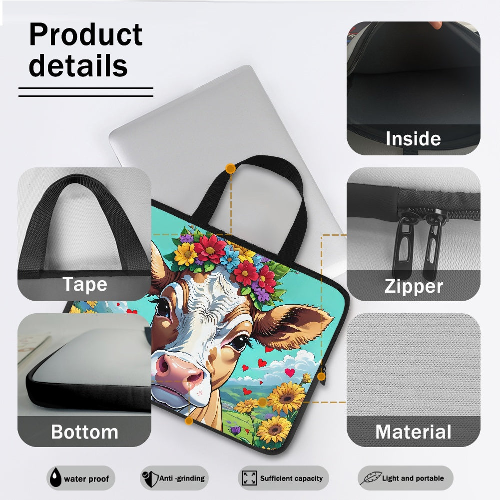 Cute Cow Laptop Bag Sleeve - Stylish and Durable Tech Accessory for On-the-go Use BriBeesCreations