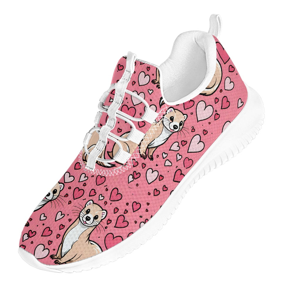 Ferret Pink Hearts Flex Control Sneakers BriBeesCreations