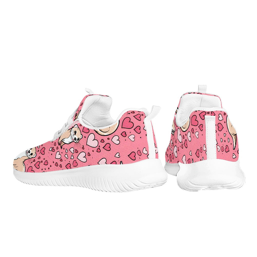 Ferret Pink Hearts Flex Control Sneakers BriBeesCreations