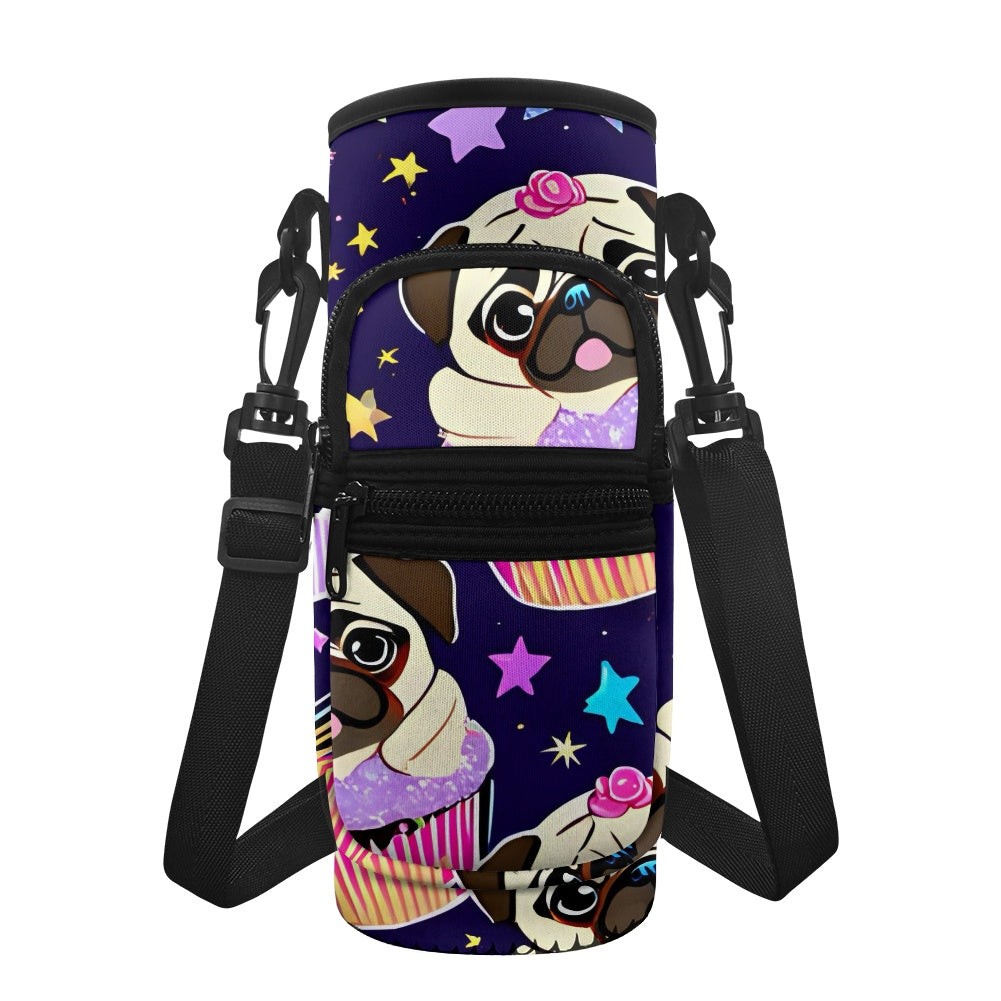 Pug Cupcake Water Bottle Cover Cute and Convenient Carrier for Your On-the-Go Drinks BriBeesCreations