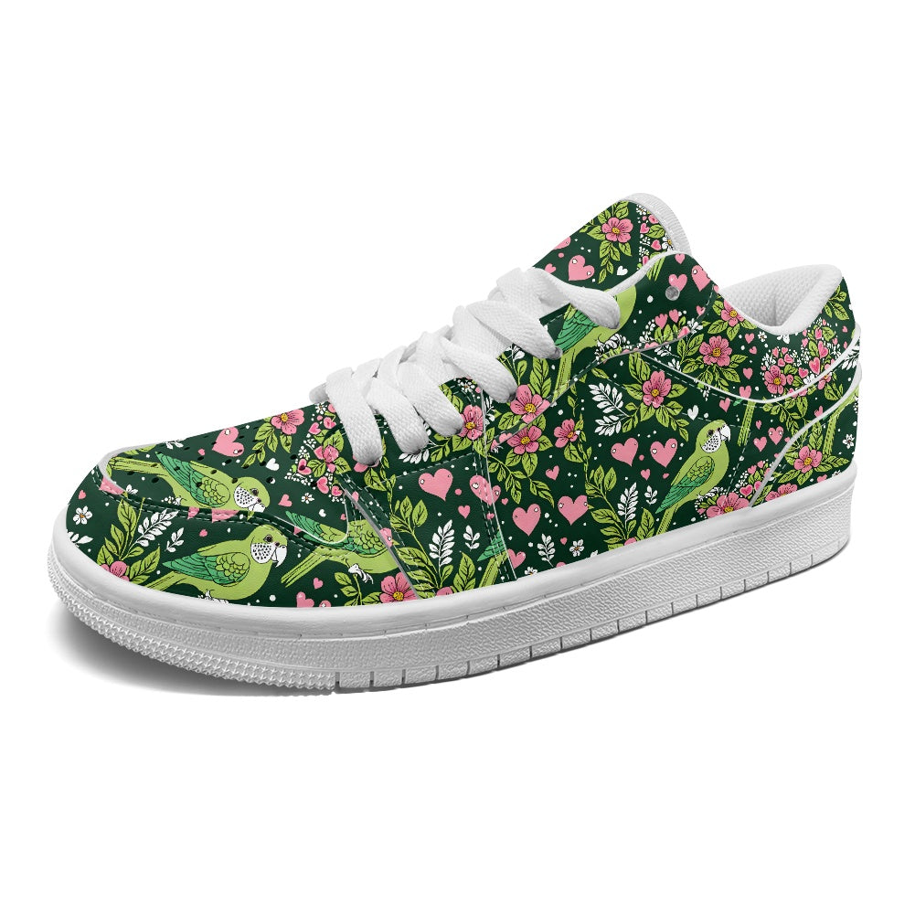 Green Parrot Fashion Low Top Leather Sneakers BriBeesCreations