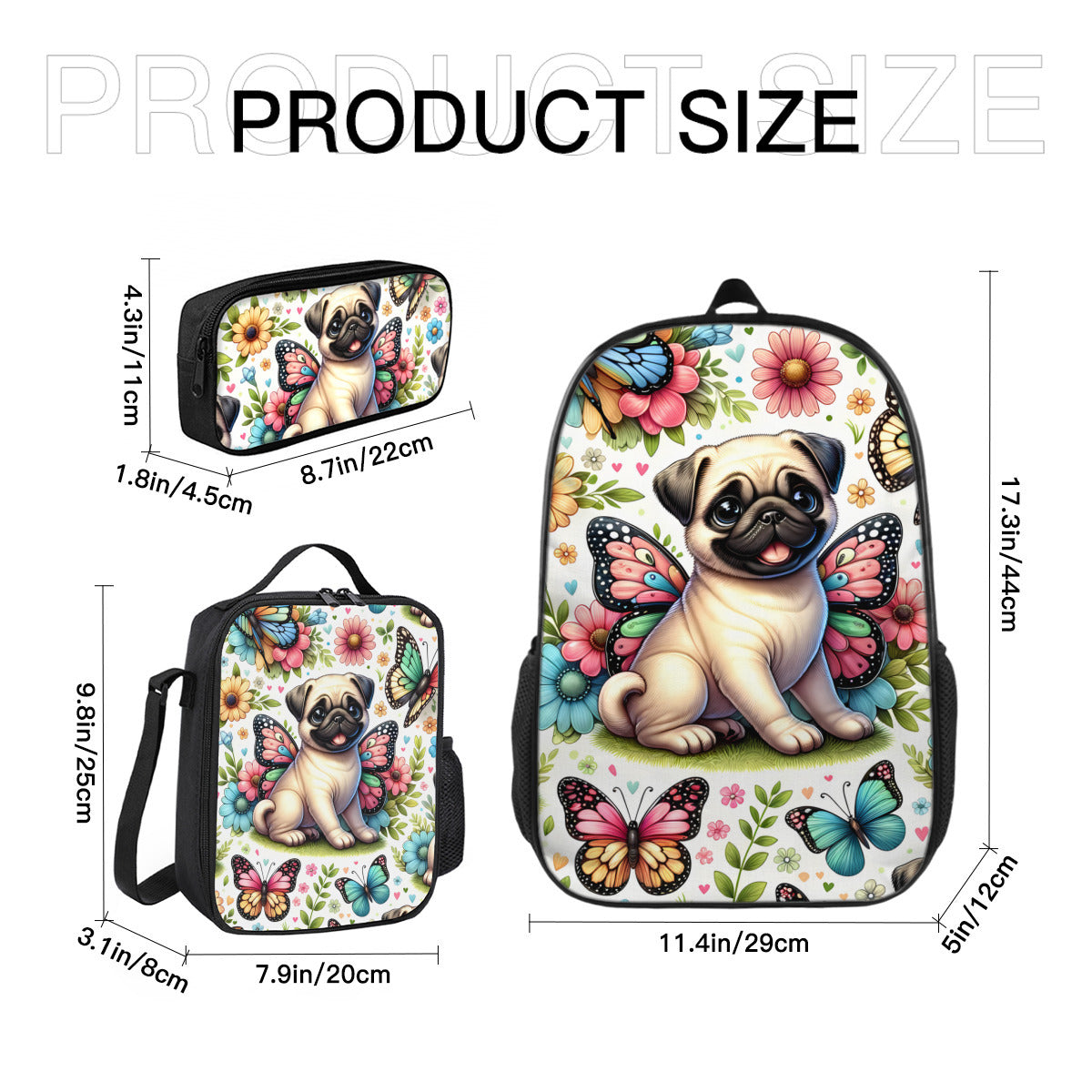 Pug Butterfly Back To School Bundle