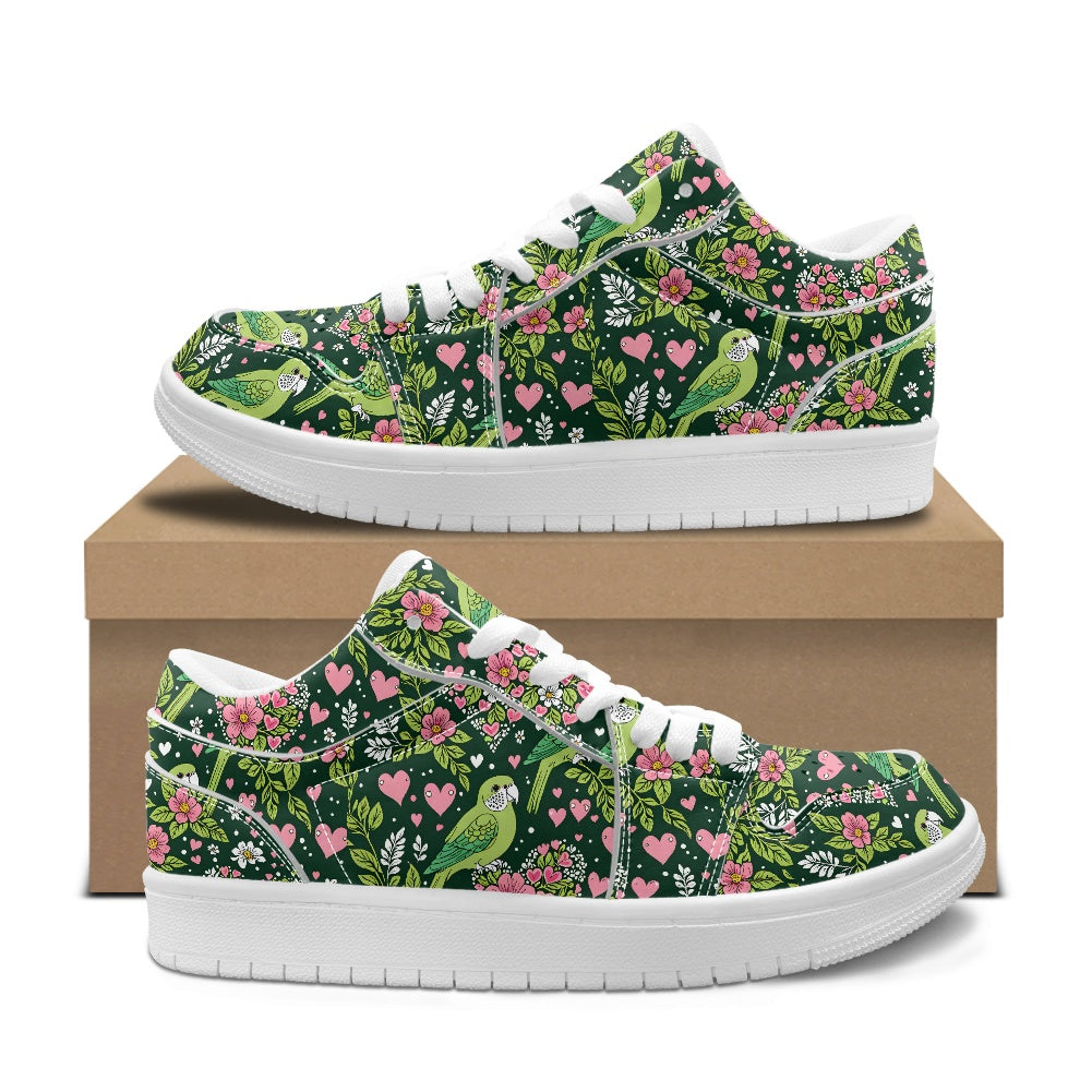 Green Parrot Fashion Low Top Leather Sneakers BriBeesCreations