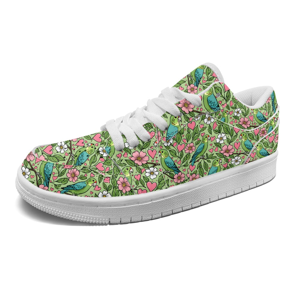 Green Parrot Fashion Low Top Leather Sneakers BriBeesCreations