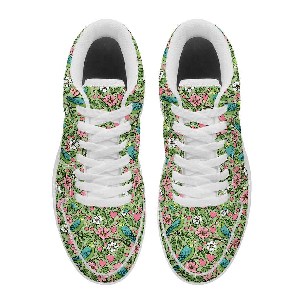 Green Parrot Fashion Low Top Leather Sneakers BriBeesCreations