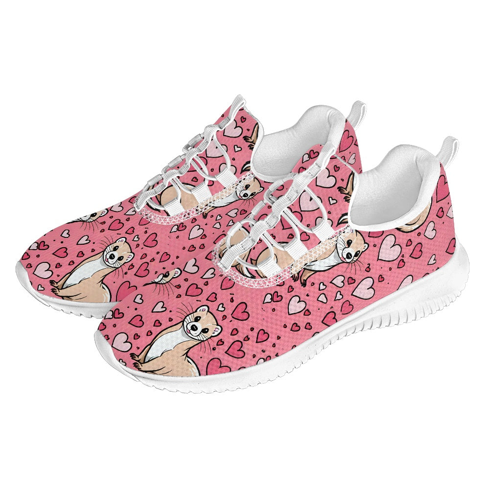 Ferret Pink Hearts Flex Control Sneakers BriBeesCreations