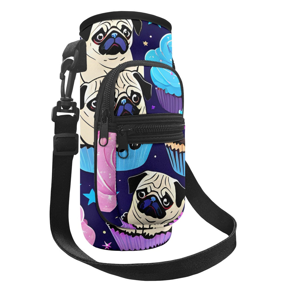 Pug Print Water Bottle Cover Durable Carrier Sleeve for On-The-Go Hydration BriBeesCreations