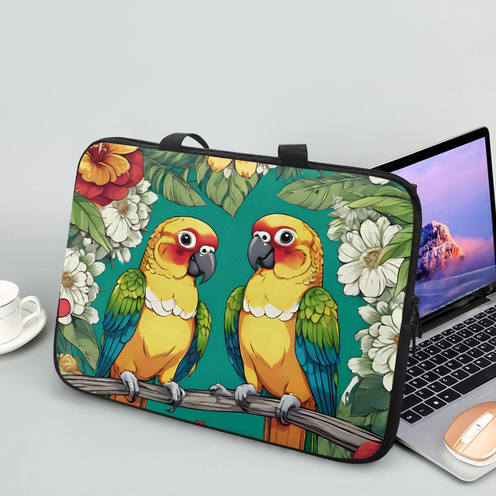 Sun Conure Parrots Laptop Sleeve Bag - Vibrant and Protective BriBeesCreations