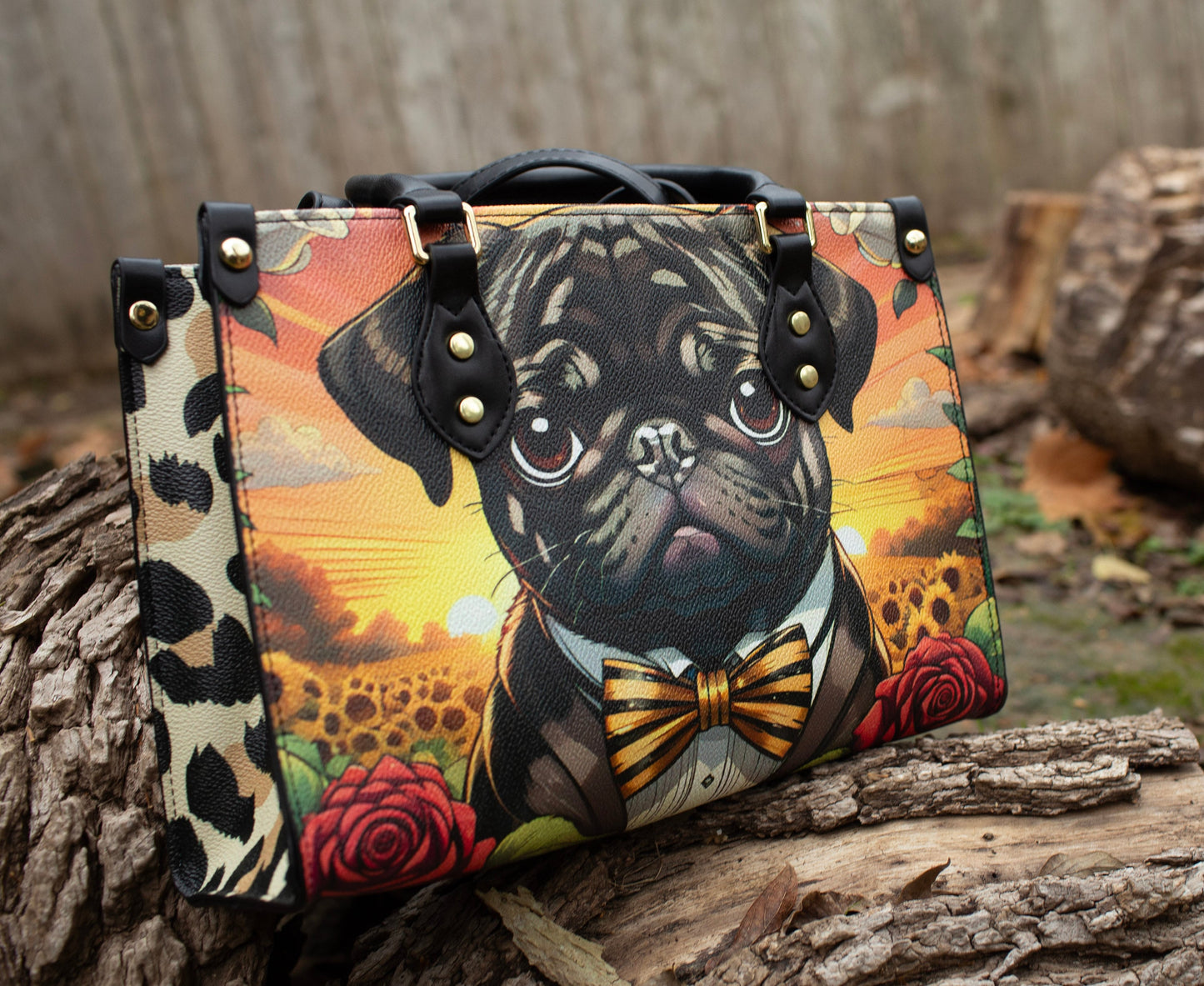 Pug leopard print bag purse