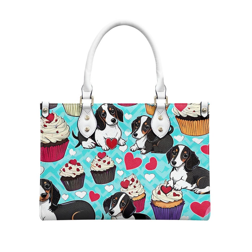 dachshund cupcake hearts bag purse