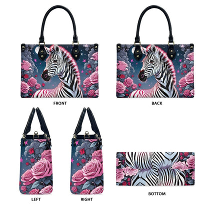 Zebra purse roses bag