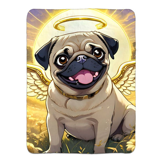 Pug Angel Memorial Fleece Sherpa Blankets