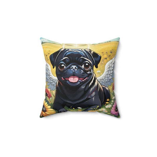 Pug Angel Memorial Faux Suede Square Pillow