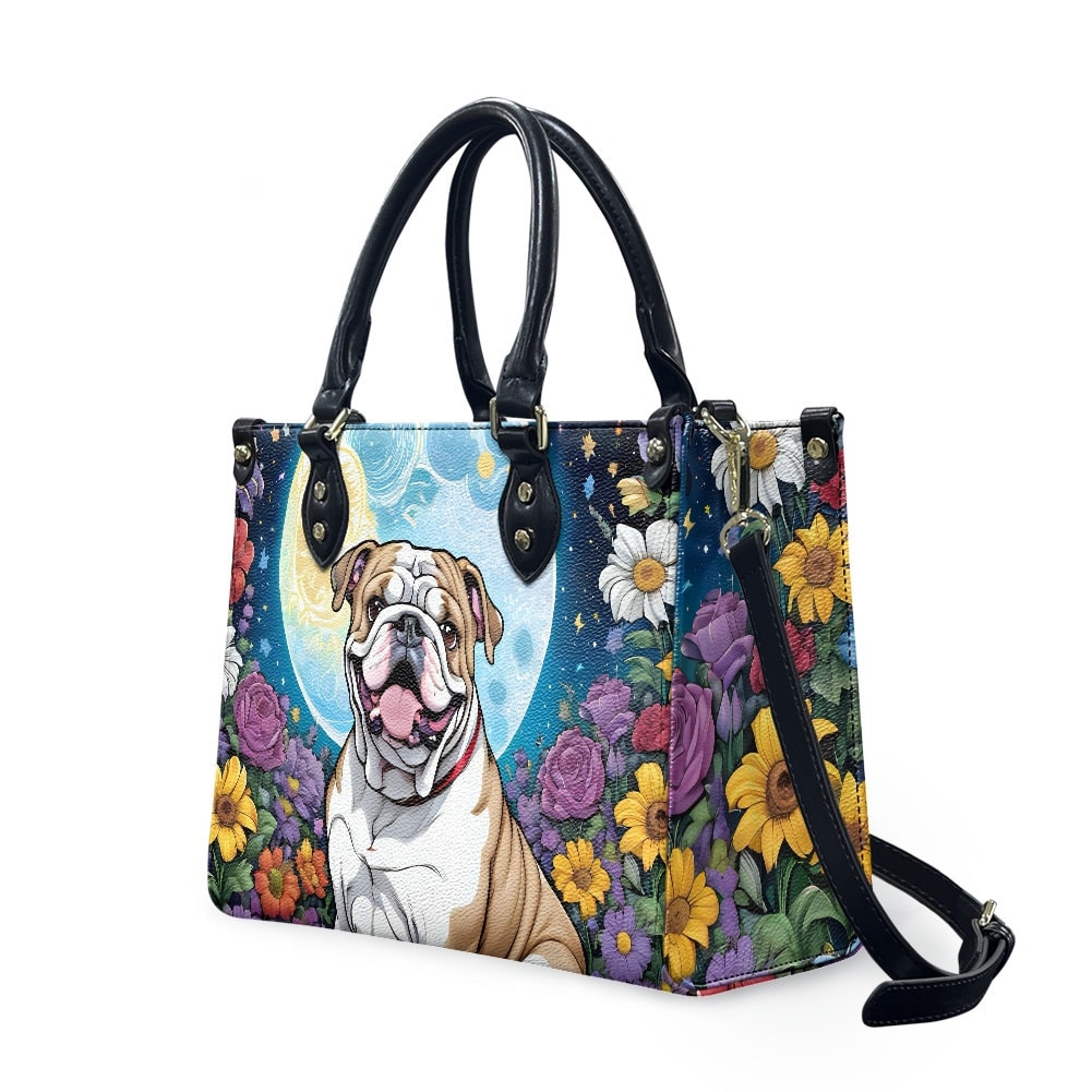 English bulldog floral bag purse