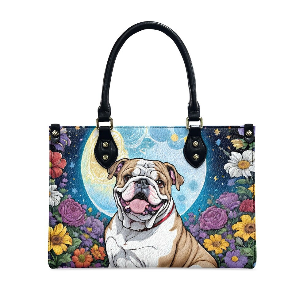 English bulldog floral bag purse