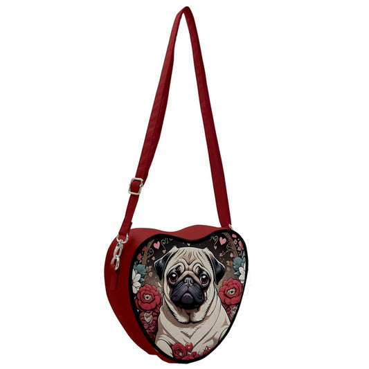 Pug Heart shaped Purse bag