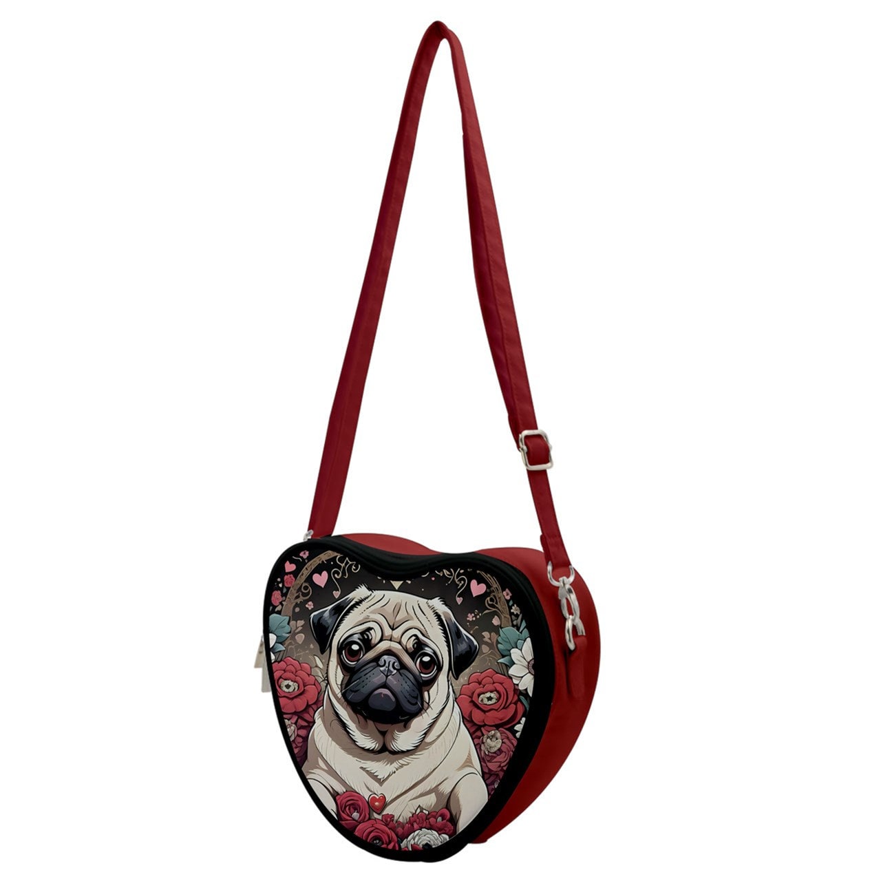 Pug Heart shaped Purse bag