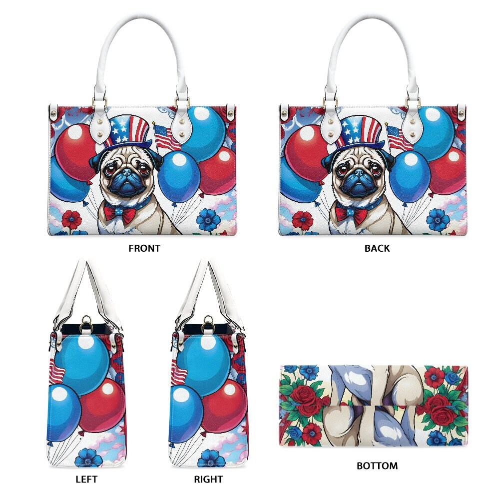 Pug bag purse patriotic bag