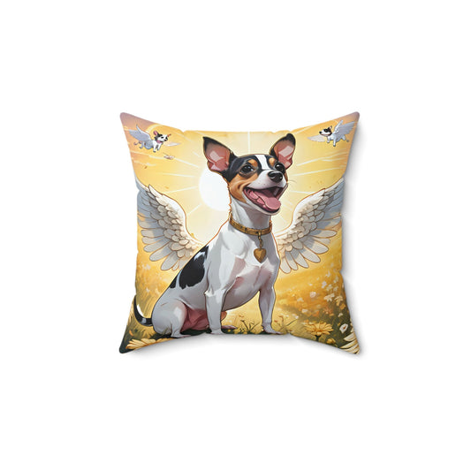 Rat Terrier Angel Memorial Faux Suede Square Pillow